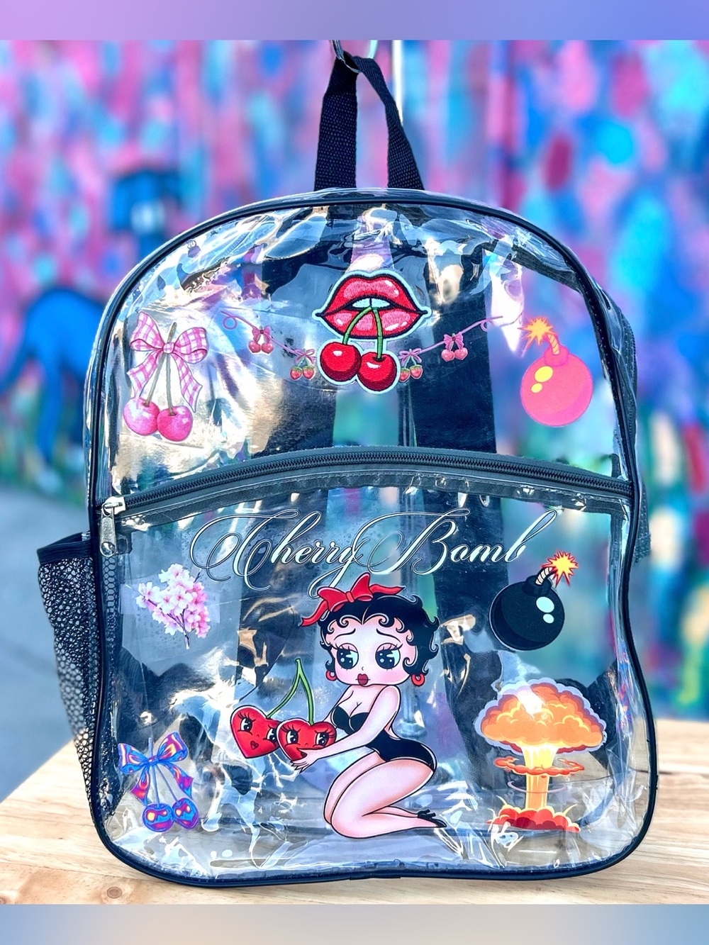 ‘CHERRY BOMB V1’ Clear Backpack 15”